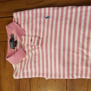 Pink and white polo